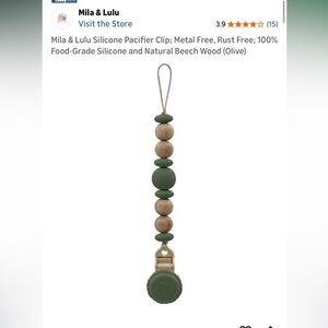 Green and Wood Pacifier Clip